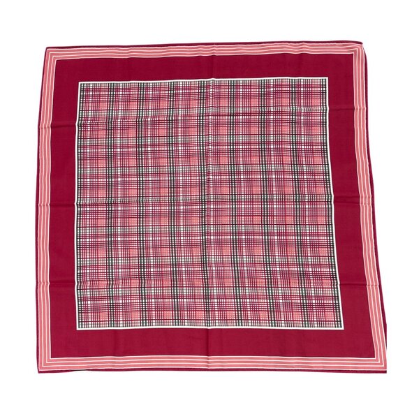Vintage Japanese Poly Plaid Scarf/Bandana Red Check Headwear - Picture 1 of 4